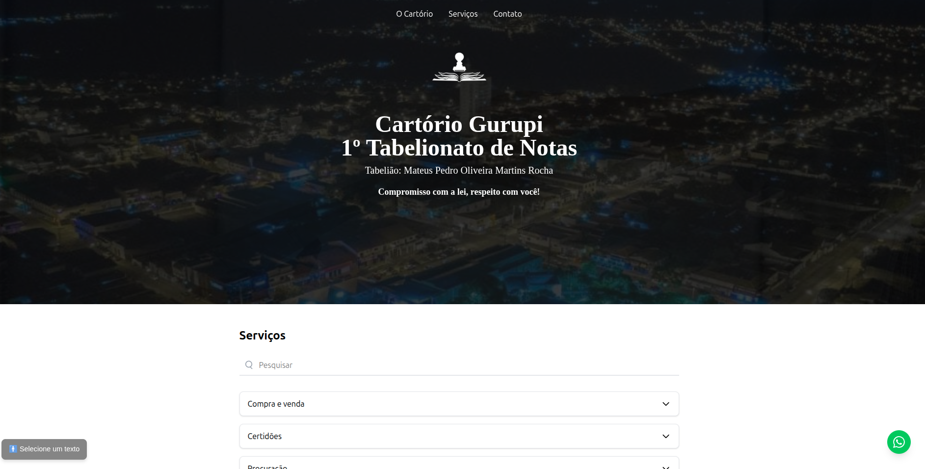 Landing Page Interface